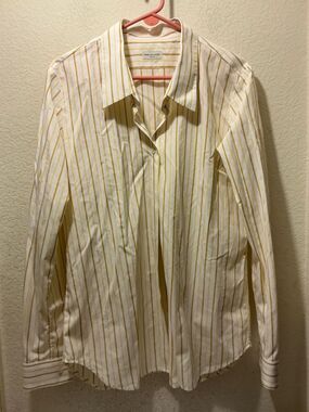NWOT Dries Van Noten White Shirt with Yellow Stripes size 38